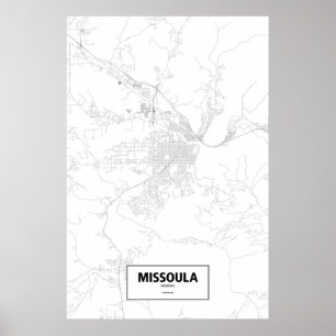 Póster Missoula, Montana (negro en blanco)