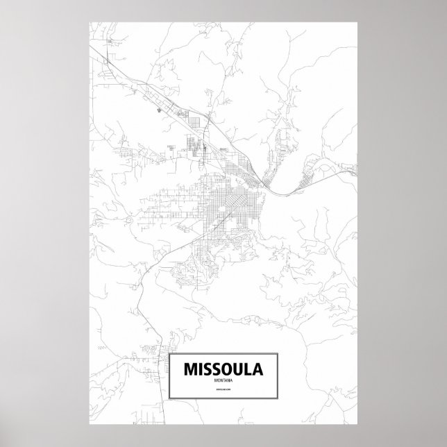Póster Missoula, Montana (negro sobre blanco) (Frente)