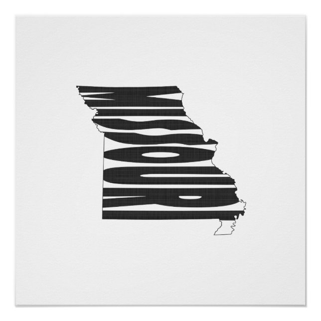 Póster Missouri State Name Word Art Black (Anverso)