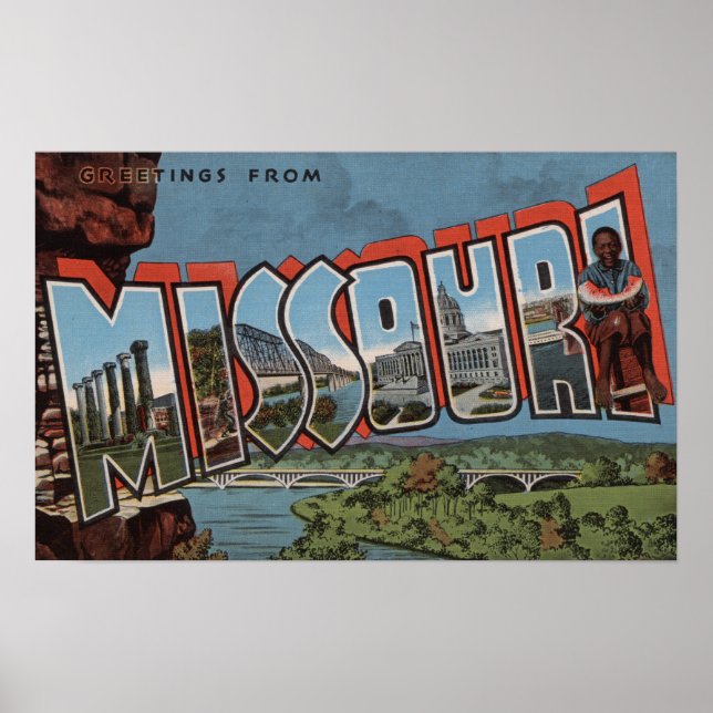 Póster Missouri (vista de puente) - Escenas de letras gra (Frente)