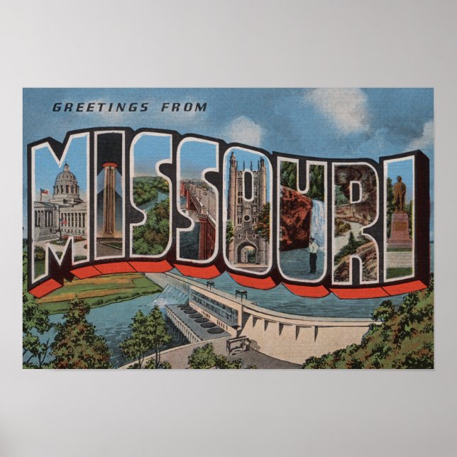 Póster Missouri (vista de represa) - Escenas de letras gr (Frente)
