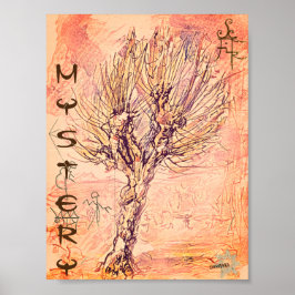 Póster Misterio antiguo con árbol de símbolos desconocido