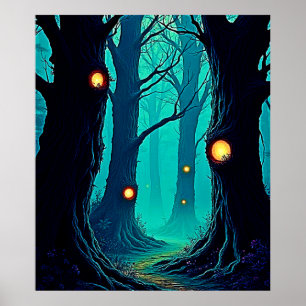 Póster Misterio sobre el bosque de la fantasía oscura
