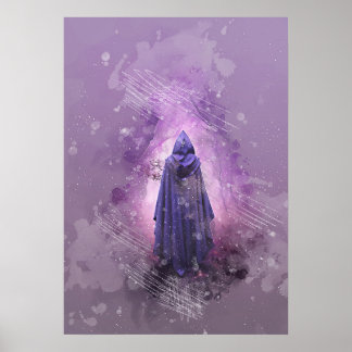 Póster misteriosa pintura de acuarela mágica