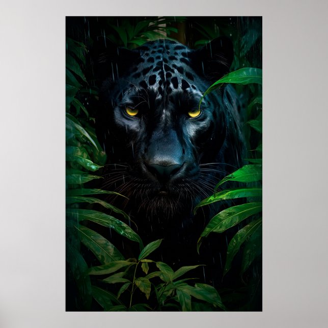 Póster Misterioso diseño de vida silvestre en la selva ne (Frente)