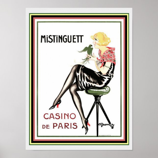 Póster Mistinguett Casino De Paris Art Deco Print 12 x 16 (Frente)