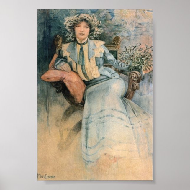 Póster Mistletoe de Alphonse Maria Mucha (Frente)