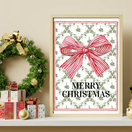 Póster Mistletoe Trellis Red Bow Art