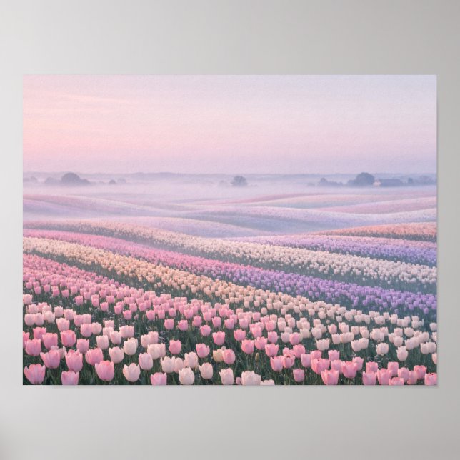 Póster Misty Blue Ocean Horizon Poster - Minimalist Calm (Frente)