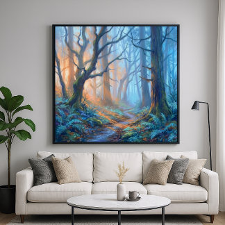 Póster Misty Forest Mystic Path  - Pastel Painting Style