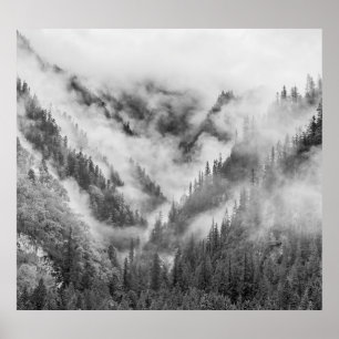 Póster Misty Jiuzhaigou: China, Patrimonio de la UNESCO.
