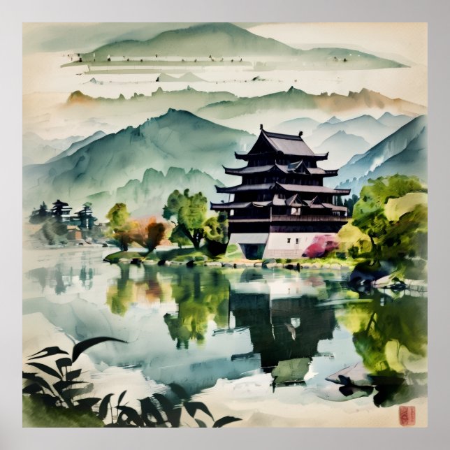 Póster Misty Morning In The Mountains (Frente)