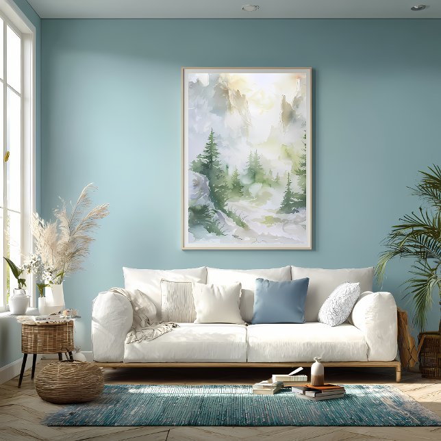 Póster Misty Mountain Forest in Watercolor (Subido por el creador)