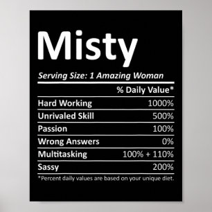 Póster Misty Nutrition Nombre Personalizado Divertido Nav