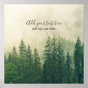 Póster Misty Pine Forest Trees Personalizado Keepsake