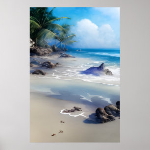 Póster Misty Tropical Beachscape Art Print