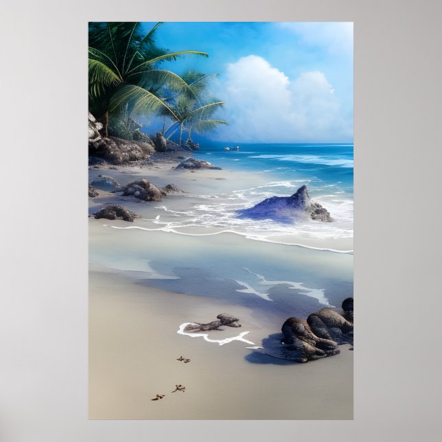 Póster Misty Tropical Beachscape Art Print (Frente)