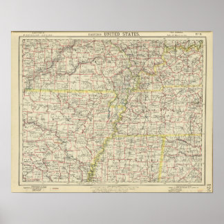 Póster Misuri, Arkansas, Kentucky, Tennessee