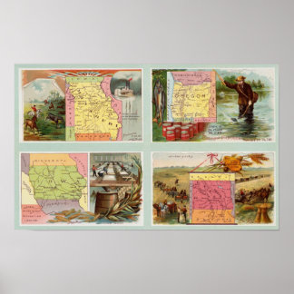 Póster Misuri, Oregón, Iowa, Dakota del Norte