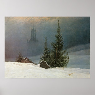 Póster Mit Kirche de Winterlandschaft