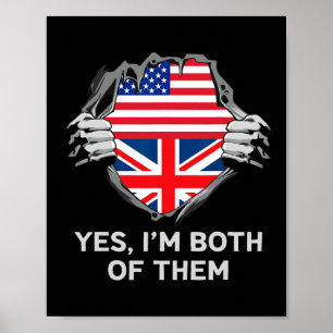 Póster Mitad Americano Mitad Británico Estados Unidos Ing