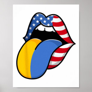 Póster Mitad Americano Mitad Ucraniano Bandera De Estados