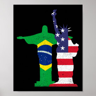 Póster Mitad brasileño mitad americano cultura de EE. UU.