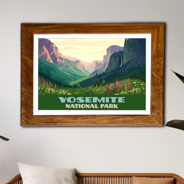 Póster Mitad hogar del Parque Nacional Yosemite (Framed Yosemite National Park Poster as Living Room Decor)