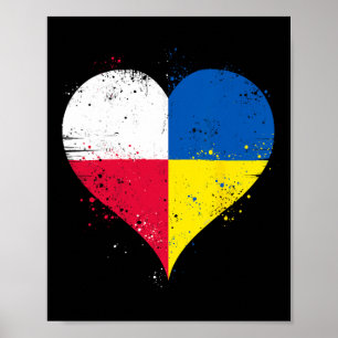 Póster Mitad polaco mitad ucraniano un corazón con Poloni
