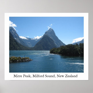 Póster Miter Peak, Milford Sound, Nueva Zelandia