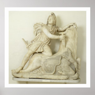 Póster Mithras Sacrificando el toro, alivio de mármol, ro