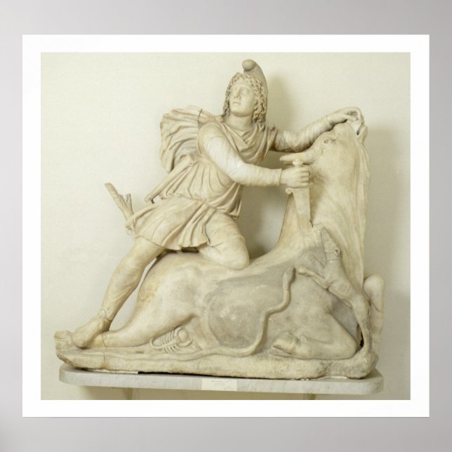 Póster Mithras Sacrificando el toro, alivio de mármol, ro (Frente)