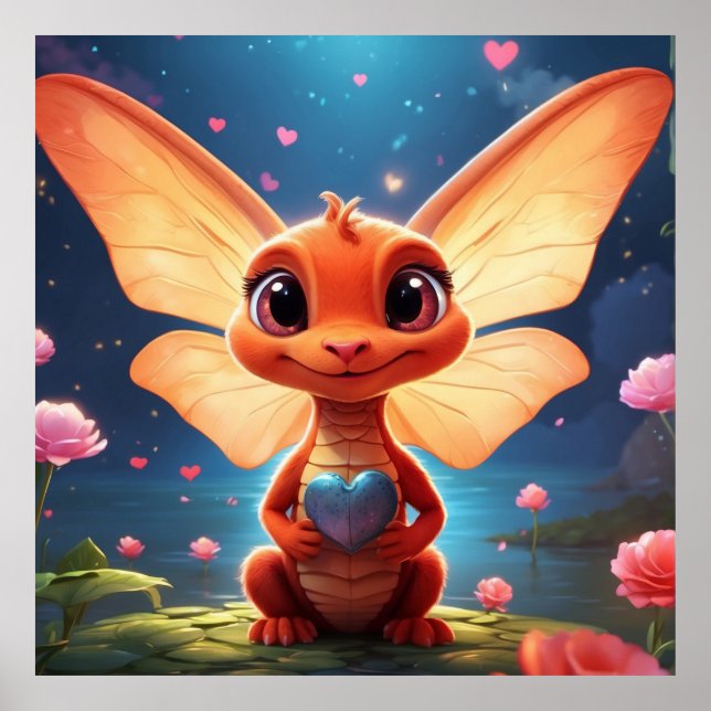 Póster *~* Mítico AP48  Dragón Bebé Adorable Amor (Frente)