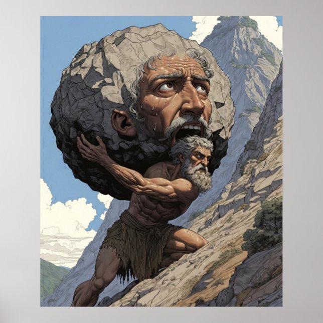 Póster Mito de Sísifo | Lucha Eterna y Fuerza A (Frente)