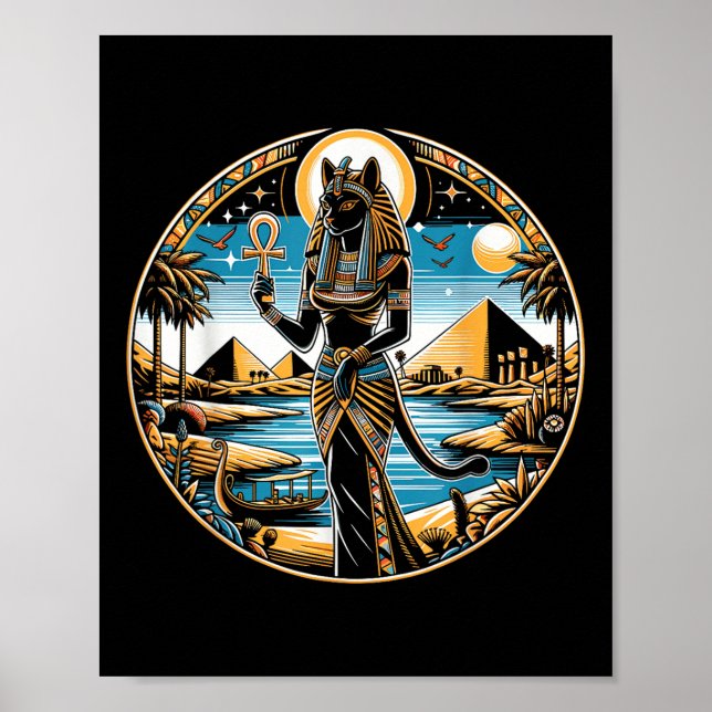Póster Mítolog egipcio de Bastet Cat Goddess (Frente)