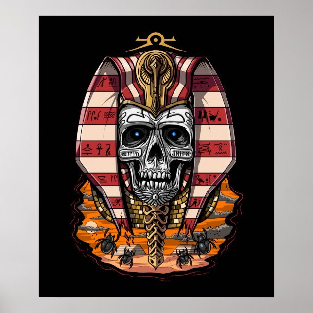Póster Mitología antigua del rey egipcio Faraón Skull (Frente)