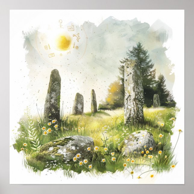 Póster Mitología celta y símbolos solares Litha (Frente)