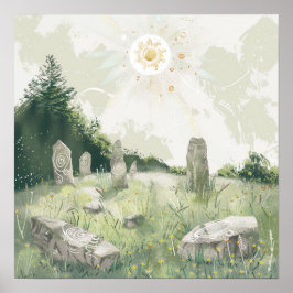 Póster Mitología celta y símbolos solares Litha