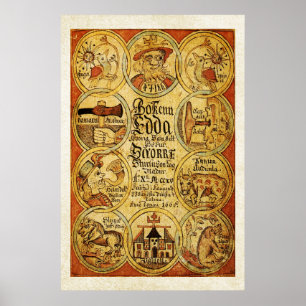 Póster Mitología de Scandinvian de los nórdises de Edda