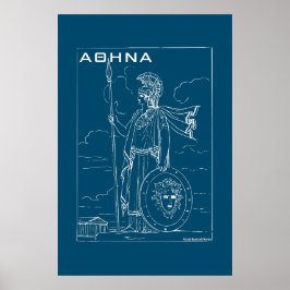 Póster Mitología griega Atena Diosa de la Antigua Grecia