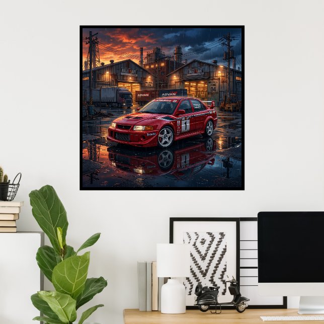 Póster Mitsubishi Lancer Evolution VI (Oficina en casa)