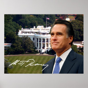 Póster Mitt Romney y la Casa Blanca