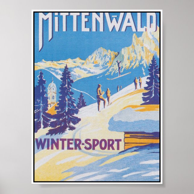 Póster Mittenwald Alemania Vintage Travel Poster (Frente)
