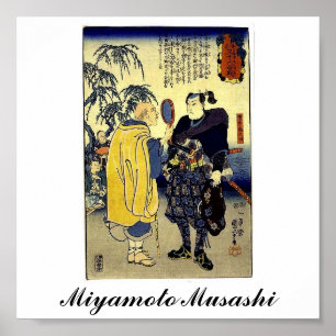 Póster Miyamoto Musashi y el adivino C. 1800's