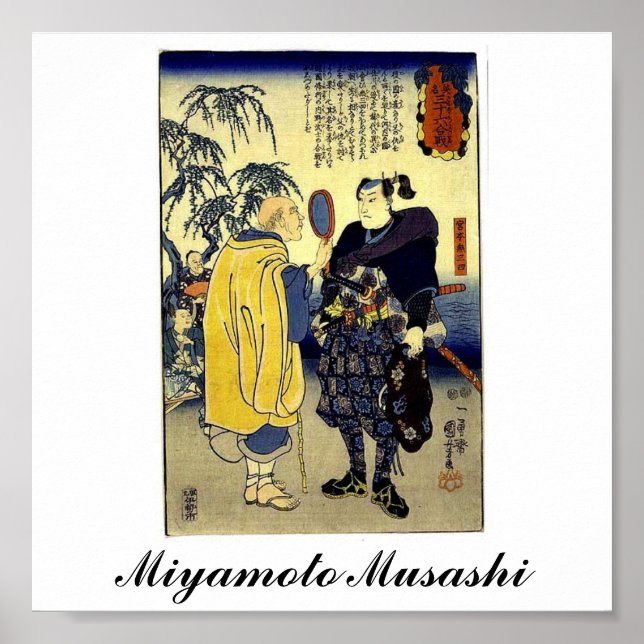 Póster Miyamoto Musashi y Fortune Teller c. Años 1800 (Frente)