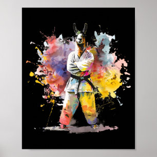 Póster MMA Llama Acuarela Taekwondo Judo Kickboxing