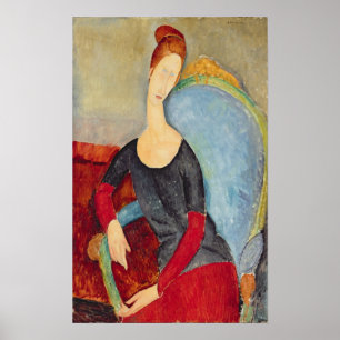 Póster Mme Hebuterne in a Blue Chair, 1918