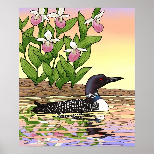 Póster MN State Bird Flower Lopper Lady Slipper (Frente)