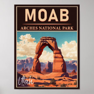 Póster Moab Utah Vintage Sunset Arches Aventura Al Aire L