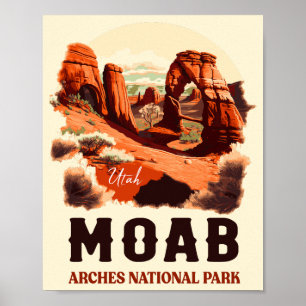 Póster Moab Utah Vintage Sunset Arches Aventura Al Aire L